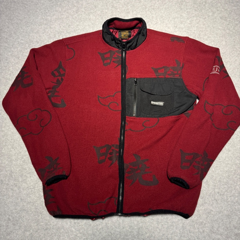Primitive Naruto Shippuden Akatsuki Fleece Jacket Mens Medium Red Full Zip Cloud